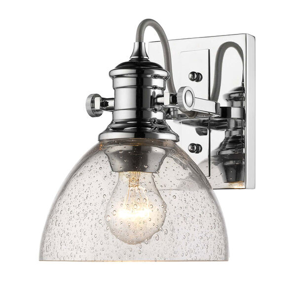 Hines Chrome One-Light Semi-Flush Mount With Seeded Glass, image 3