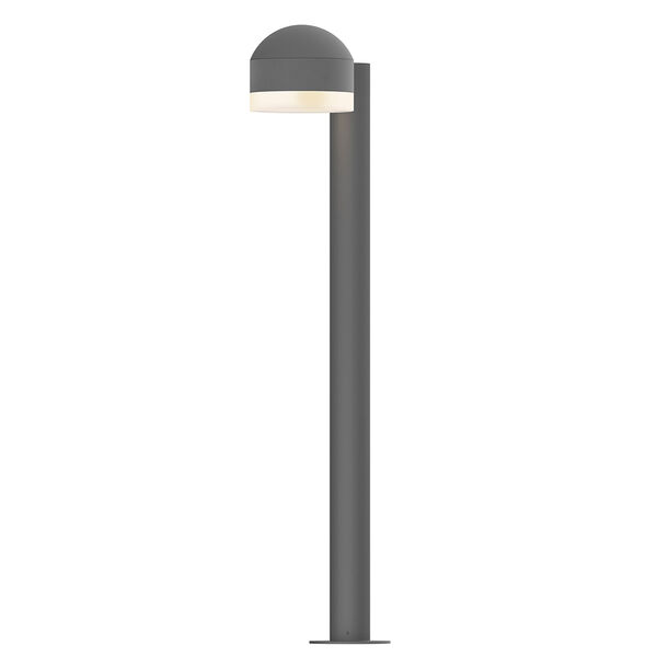 Inside-Out REALS Textured Gray 28-Inch LED Bollard with Cylinder Lens and Dome Cap with Frosted White Lens, image 1