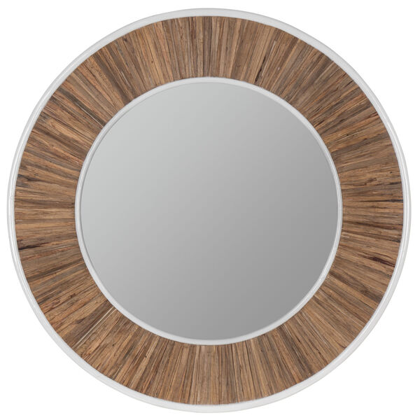 Kaleb Natural Wood and White 36 x 36-Inch Wall Mirror, image 2