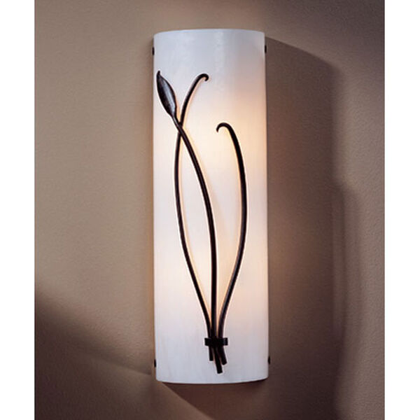 Leaf Dark Smoke Two Light Wall Sconce with White Art Glass, image 1