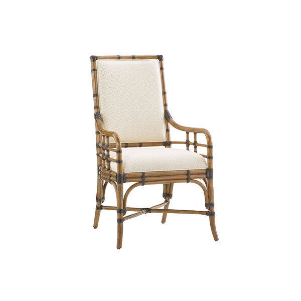 Twin Palms Brown and White Summer Isle Upholstered Arm Chair, image 1
