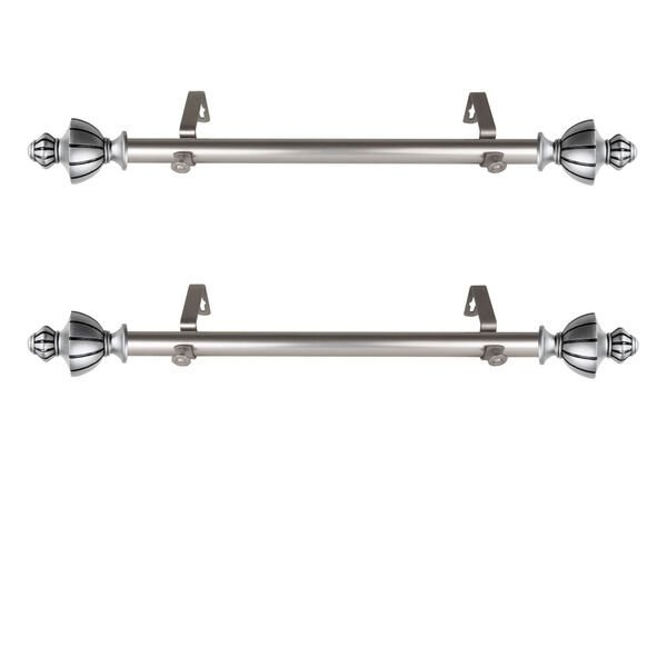 Jerome Satin Nickel 20-Inch Side Curtain Rod, Set of 2, image 1