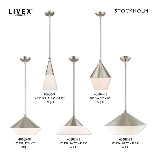 Stockholm Brushed Nickel 18-Inch One-Light Pendant with Brushed Nickel Metal Shade with Hand Crafted Hardback Shade, image 5