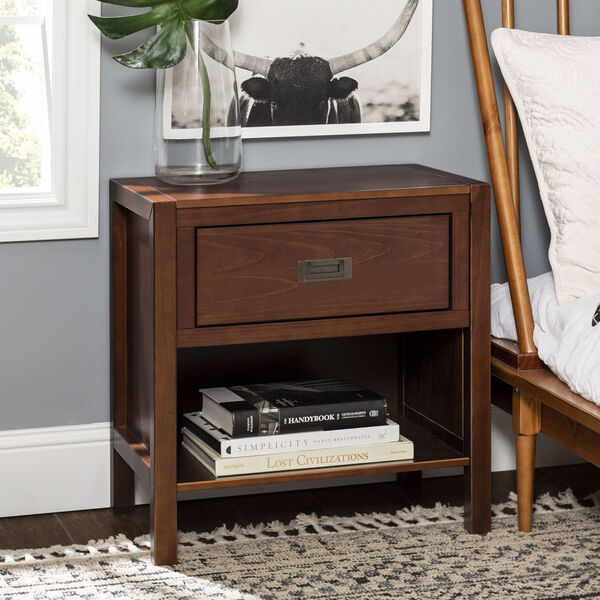 Lydia Walnut Nightstand with One Drawer, image 1