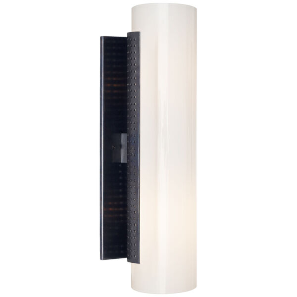 Precision Cylinder Sconce in Bronze with White Glass by Kelly Wearstler, image 1