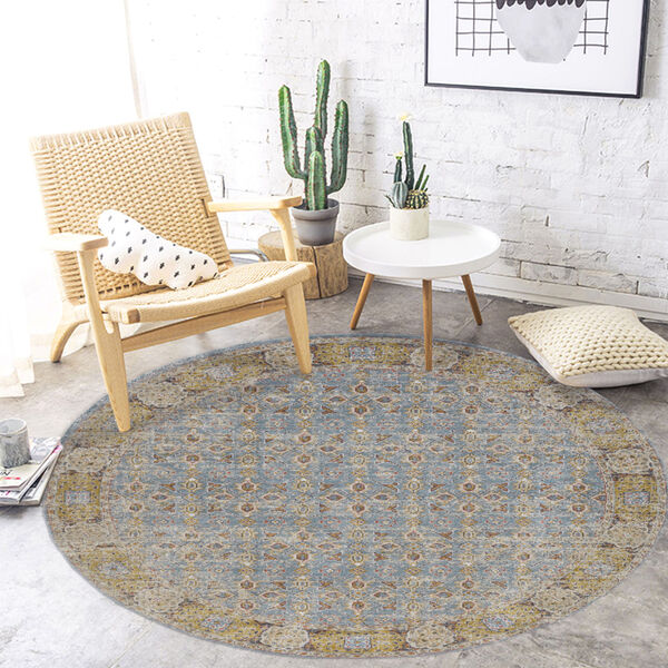 Eternal Teal Round 6 Ft. 7 In. x 6 Ft. 7 In. Rug, image 2