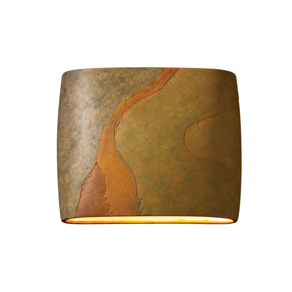 Ambiance Harvest Yellow Slate ADA LED Outdoor Ceramic Wide Oval Wall Sconce, image 1