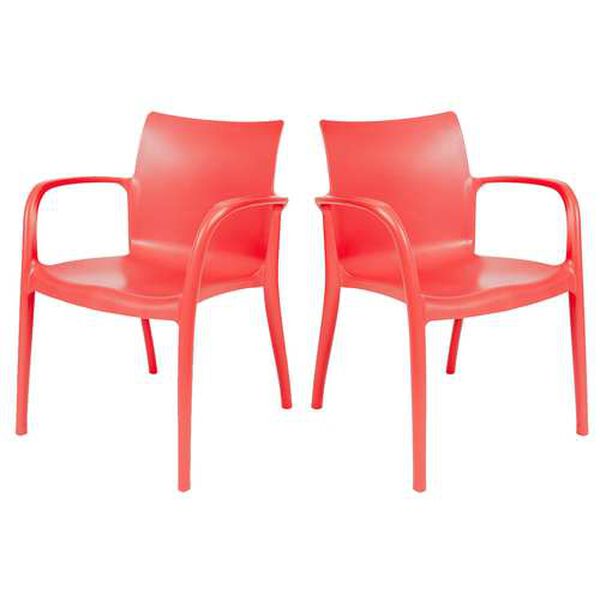 Pedro Red Outdoor Stackable Armchair, Set of Four, image 1