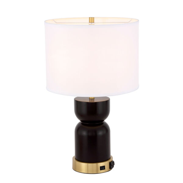 Jericho Brushed Brass and Dark Red One-Light Table Lamp, image 1