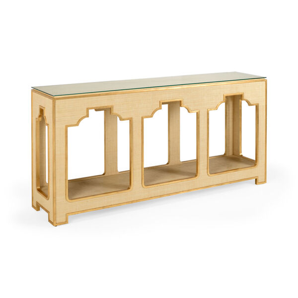 Yangon Cream and Gold Console Table, image 1
