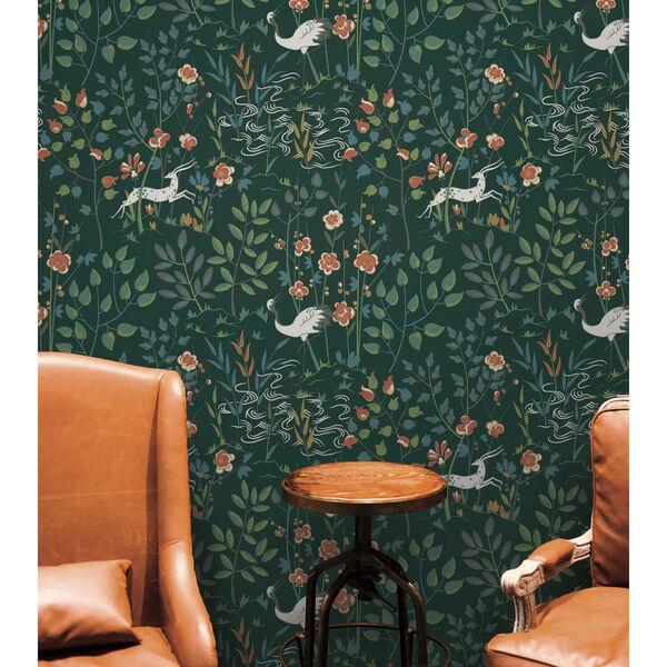 Ronald Redding Dark Green Aspen Non Pasted Wallpaper - SWATCH SAMPLE ONLY, image 1