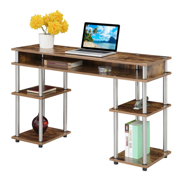 Designs2Go Barnwood Student Desk with Shelves, image 3