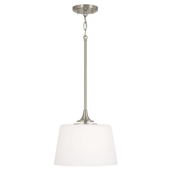 Presley Brushed Nickel One-Light Semi Flush Mount with Soft White Glass, image 5