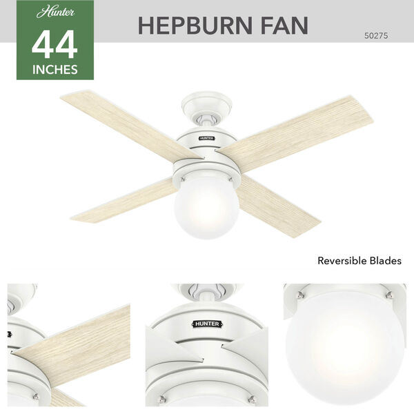 Hepburn Matte White 44-Inch LED Ceiling Fan, image 4