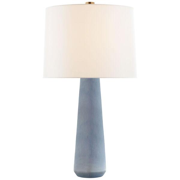 Athens Large Table Lamp in Polar Blue Crackle with Linen Shade by Barbara Barry, image 1