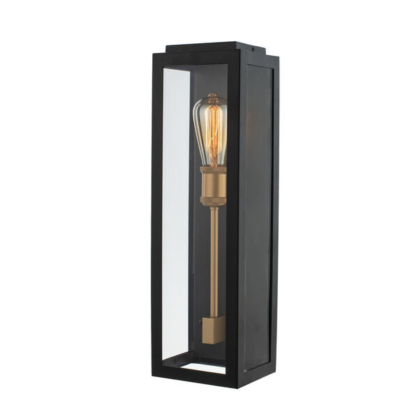 Ashland Matte Black and Sanded Gold One-Light Small Outdoor Wall Sconce, image 1