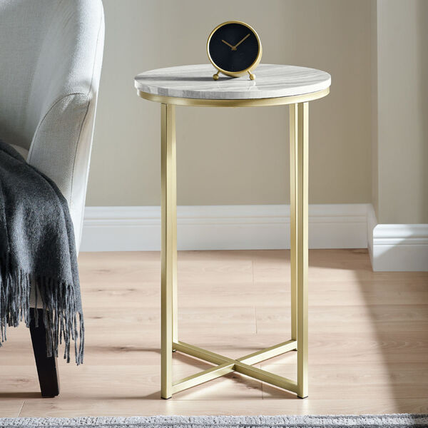Melissa Gray and Gold Round Glam Side Table, image 3