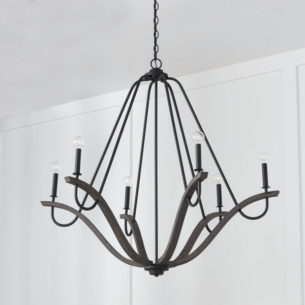 Clive Carbon Grey and Black Iron Six-Light Chandelier, image 5