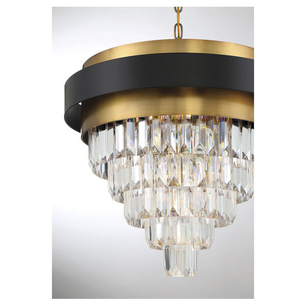 Marquise Matte Black and Warm Brass Four-Light Chandelier, image 5