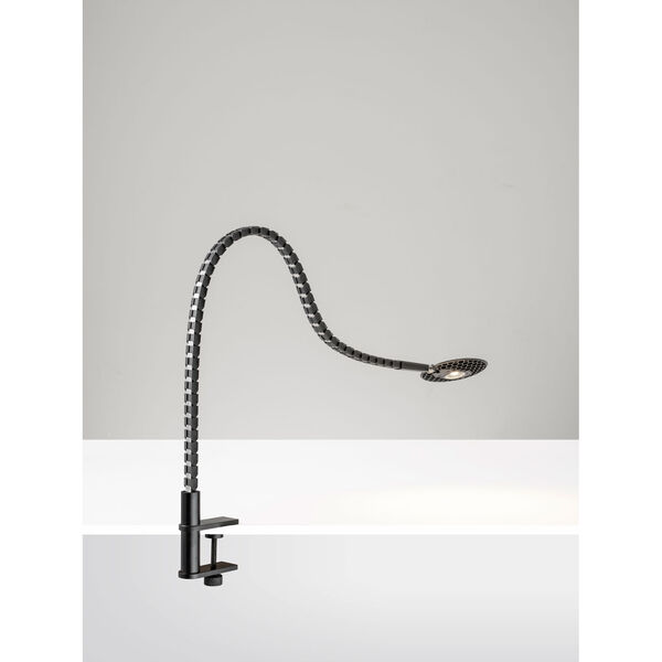 Natrix Black and Brushed Steel LED Clamp Lamp, image 2