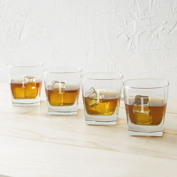 Personalized Rocks Glasses, Letter F, Set of 4, image 1