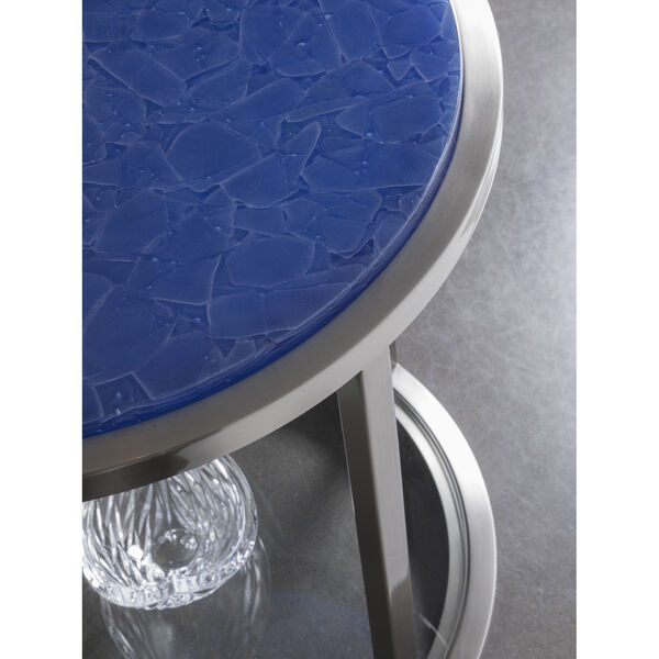 Signature Designs Silver Blue Ultramarine Round End Table, image 2