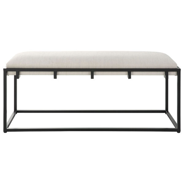 Paradox Matte Black and White Iron and Fabric Bench, image 1