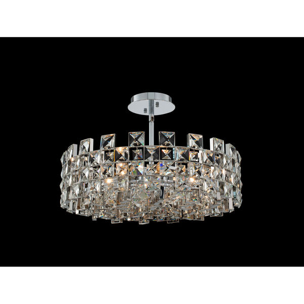 Piazze Polished Chrome Eight-Light Pendant with Firenze Crystal, image 2