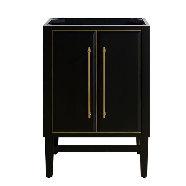 Black 24-Inch Bath Vanity Cabinet with Gold Trim, image 1