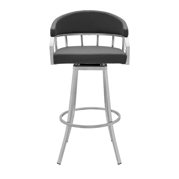 Palmdale Gray Brushed Stainless Steel Counter Stool, image 2