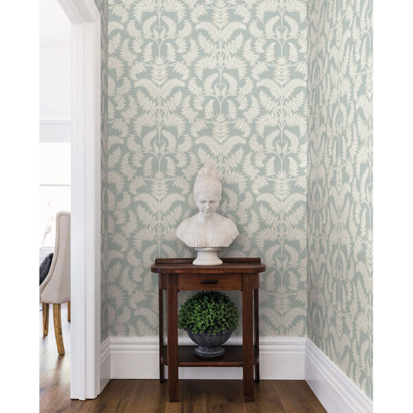 Damask Resource Library Green 27 In. x 27 Ft. Royal Fern Sure Strip Wallpaper, image 1