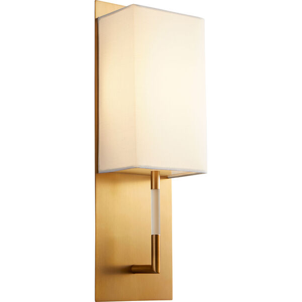 Epoch Aged Brass One-Light LED Wall Sconce with White Cotton Shade, image 2