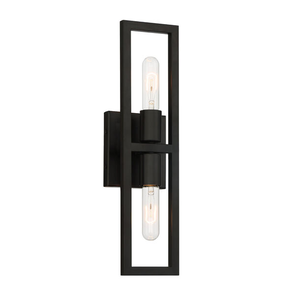 Urban Oasis Matte Black Two-Light Wall Sconce, image 1