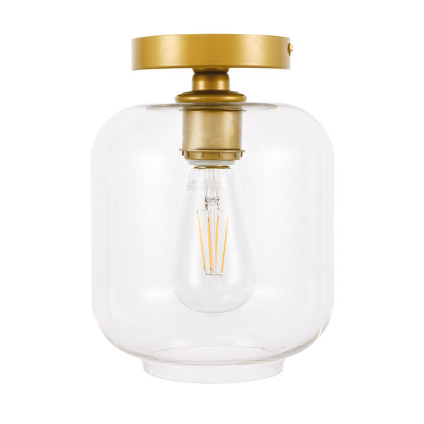 Collier Brass Seven-Inch One-Light Flush Mount with Clear Glass, image 5