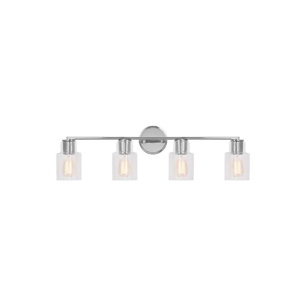 Sayward Chrome Four-Light Bath Sconce with Clear Glass by Drew and Jonathan, image 1