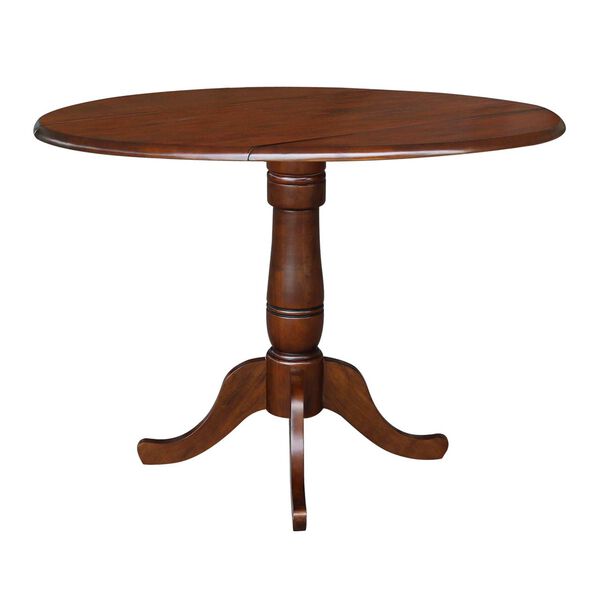 Espresso 36-Inch Round Top Dual Drop Leaf Pedestal Dining Table, image 1