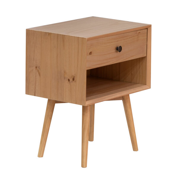 Natural Pine One-Drawer Solid Wood Nightstand, image 3