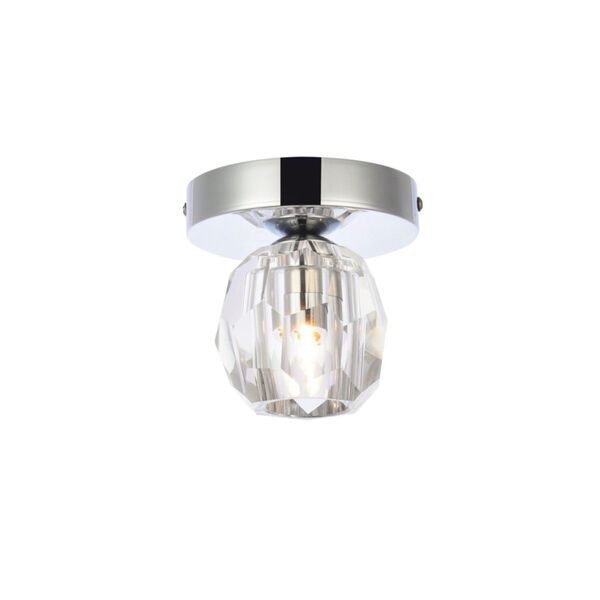 Eren Chrome One-Light Flush Mount with Royal Cut Clear Crystal, image 1