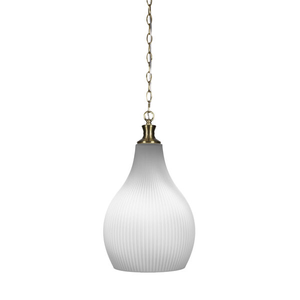 Carina New Age Brass One-Light 19-Inch Chain Hung Pendant with Opal Frosted Glass, image 1