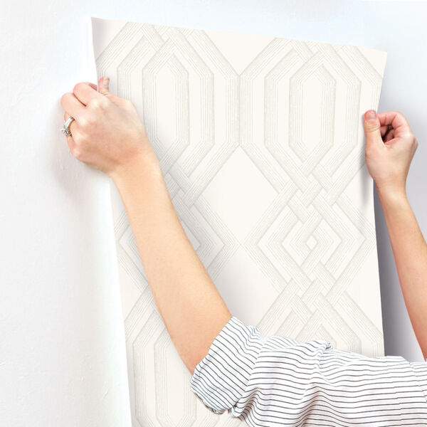 Handpainted  Taupe Ettched Lattice Wallpaper, image 3