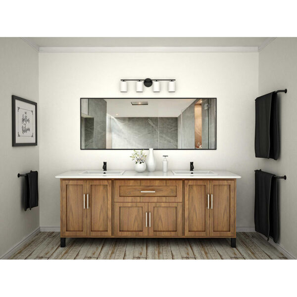 P2160-31: Replay Black Four-Light Bath Vanity with Etched Glass, image 2