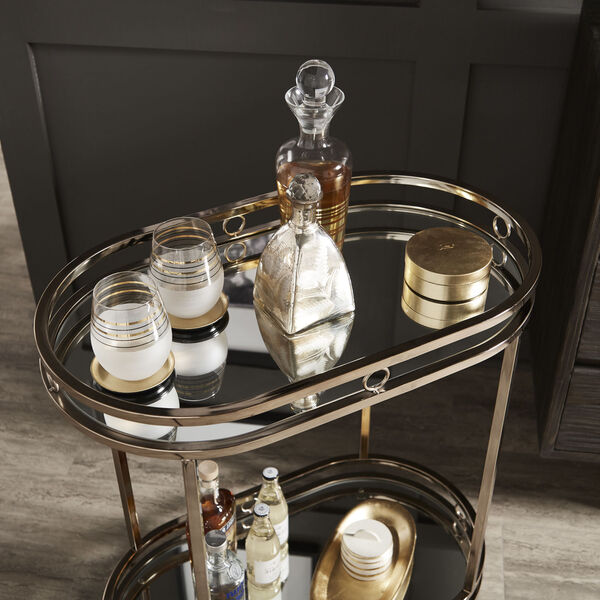 Lissa Champagne Gold Oval Bar Cart, image 5