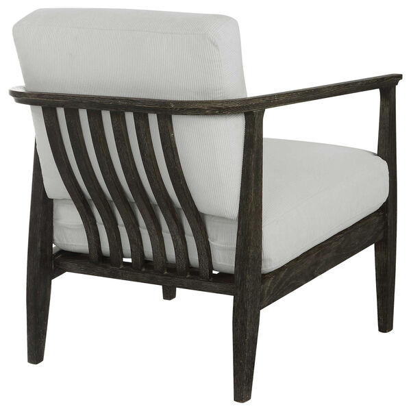 Brunei White and Solid Oak Accent Chair, image 4