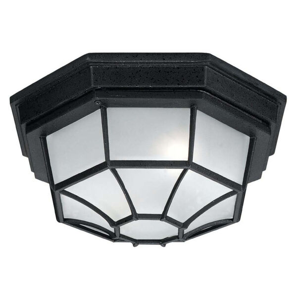 Black 11-Inch Two Light Outdoor Flush Mount, image 1