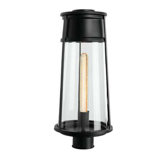 Cone Matte Black One-Light Outdoor Post Lantern, image 1