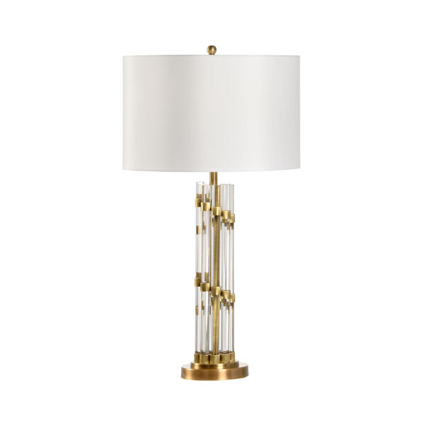 Petite Antique Brass One-Light Column Table Lamp, image 1
