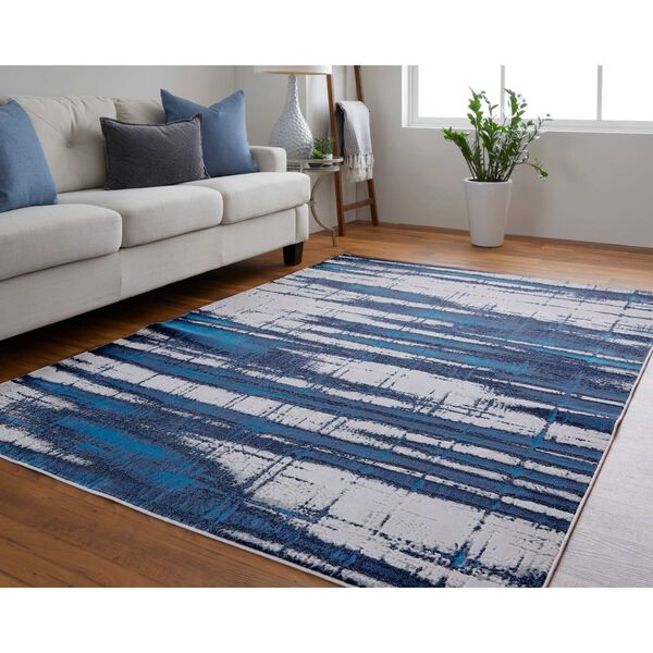 Indio Industrial Abstract Ivory Blue Gray Area Rug, image 6