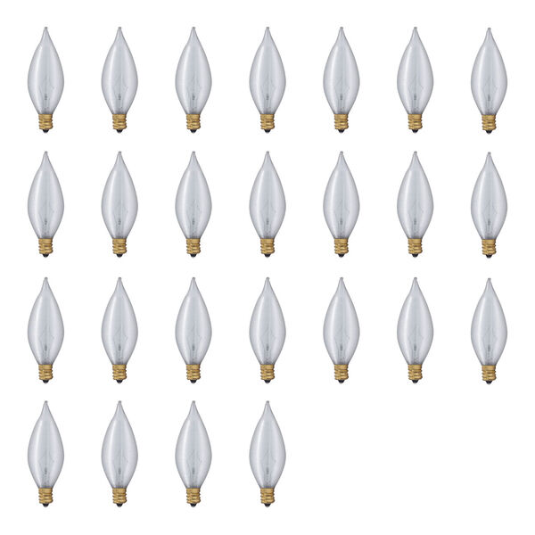 Pack of 25 Satin C11 Candelabra E12 Dimmable 60W Incandescent Light Bulb, image 1