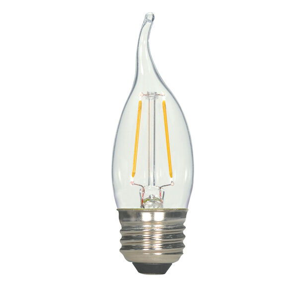 SATCO Clear LED CA11 Medium 2.5 Watt LED Filament Bulb with 2700K 250 Lumens 80 CRI and 360 Degrees Beam, image 1