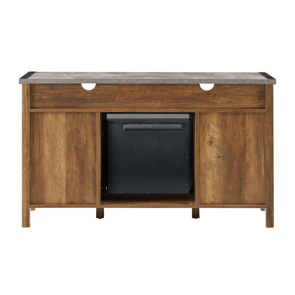Clair Reclaimed Barnwood and Dark Concrete Fireplace TV Stand, image 6